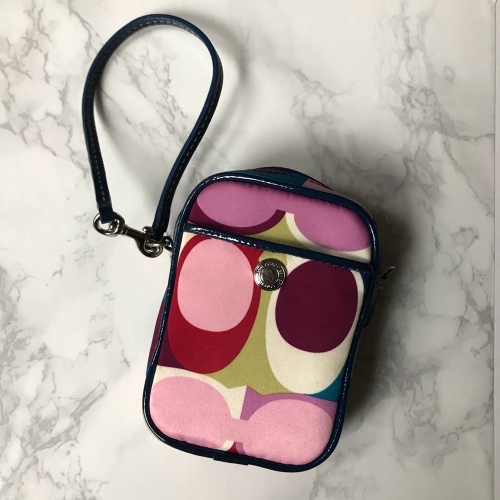 Coach wristlet - satin finish small colorful pouch